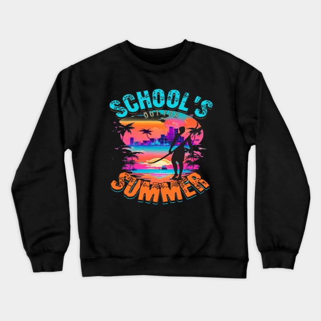 Out For Summer, Hello Summer Funny Surfer Riding Surf Surfing Lover Gifts Crewneck Sweatshirt by Customo